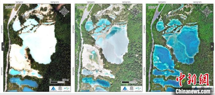 2017-2022年火花海遥感影像图。　中科院空天院 供图